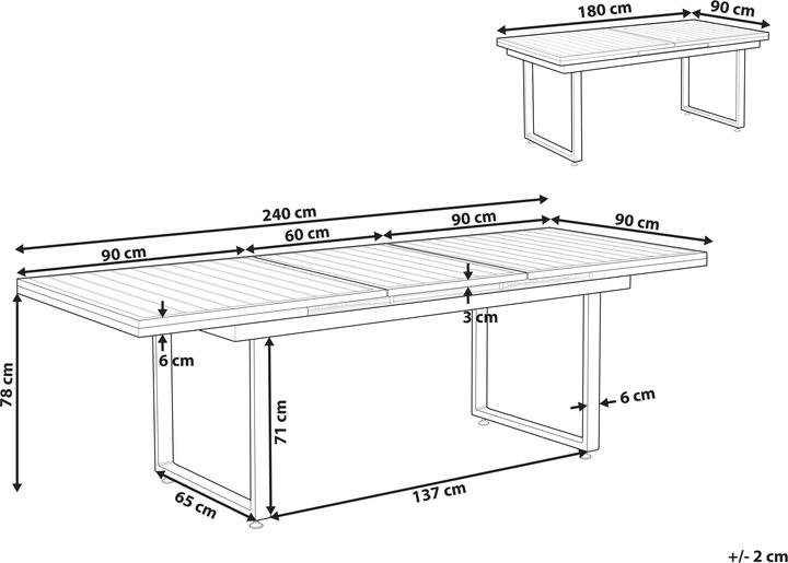 Produktbild Beliani Gartentisch Aluminium schwarz 180 / 240 x 90 cm ausziehbar VALCANETTO (90 cm)