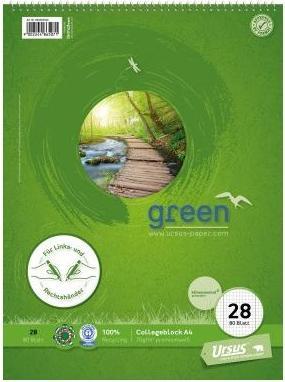 Actual product image Ursus Notepad Green Paper size: DIN A4 Ruling style: squared (A4, Checked, Soft cover)