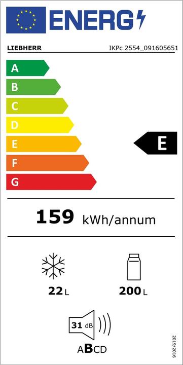 Energy Label Liebherr Liebherr-Kühlschrank-IKPc 2554-26-091605651 (221 l)