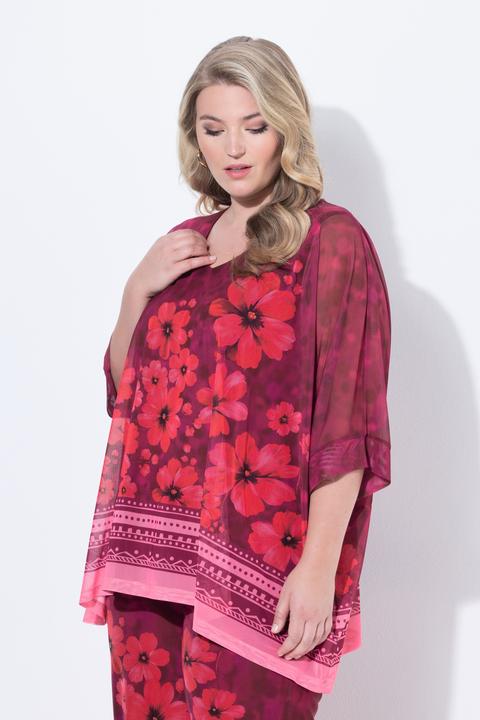Produktbild Miamoda Mesh-Bluse, oversized, Blumenmuster, blickdichtes Jerseytop (54)