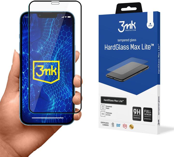 Actual product image 3MK HardGlass Max Lite for iPhone 13 Mini Black (1 Piece, Apple iPhone 13 mini)