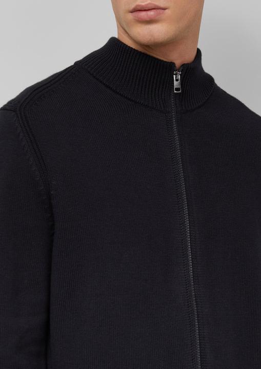 Produktbild s.Oliver Strickjacke Baumwoll-Strickjacke mit Stehkragen und Logo-Patch (L)