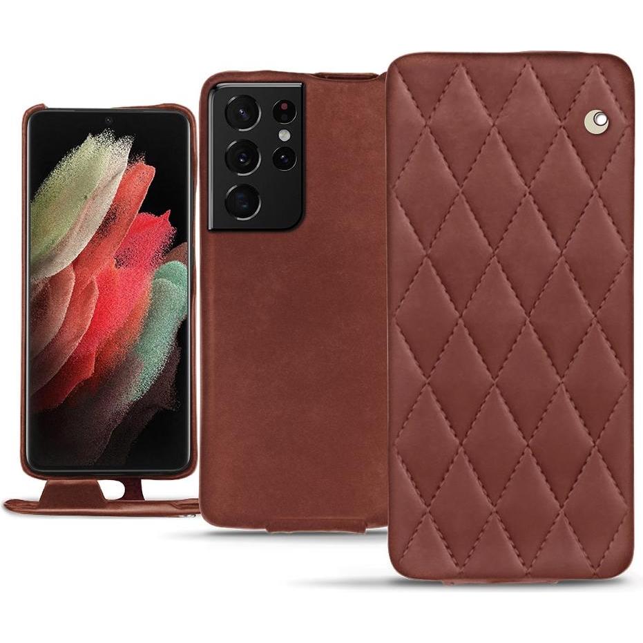 Noreve Lederschutzhülle vertikal (Samsung Galaxy S21 Ultra), Smartphone Hülle, Rot
