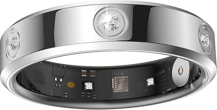 Actual product image Avizar Smart Ring Grösse 8 Venus Strass mit Ladeetui (8, Silver)