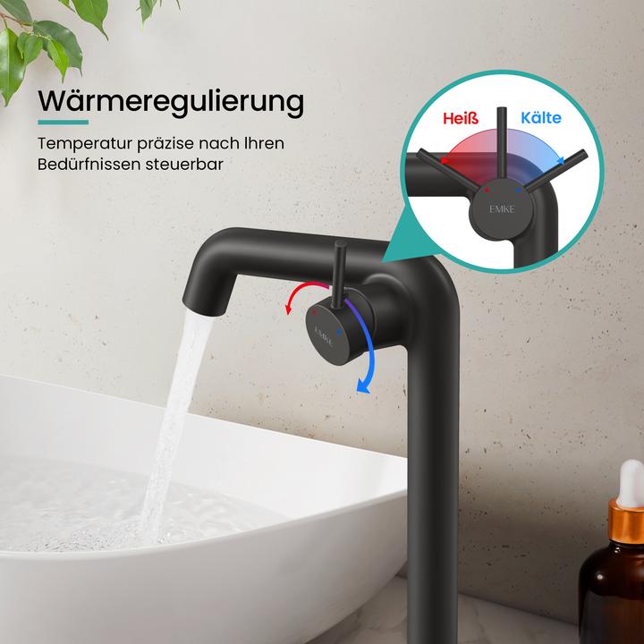 Produktbild Emke Wasserhahn Bad Messing Keramikkartusche Luftsprudler Waschtischarmatur Mischbatterie einfache Instal