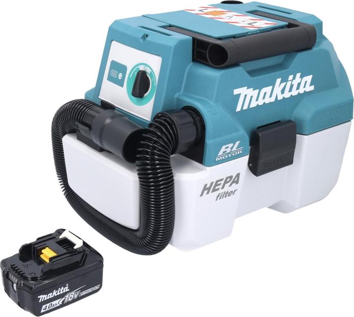 Produktbild Makita DVC 750 LM1 Akku Staubsauger LXT 18 V 67 mbar 7,5 l Brushless + 1x Akku 4,0 Ah - ohne (Nass-Trockensauger)