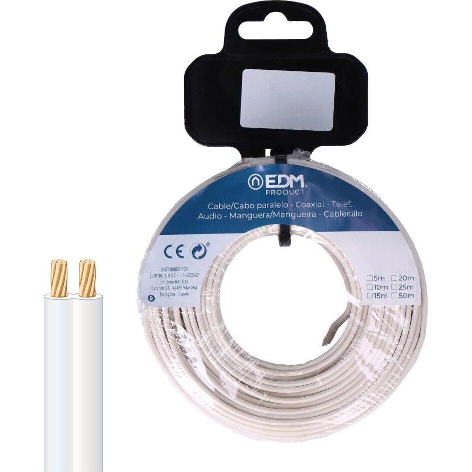 EDM Product Kabel 28022 Weiss 2 X 1 Mm 10 M (10 m, Cavo AUX), Cavo audio