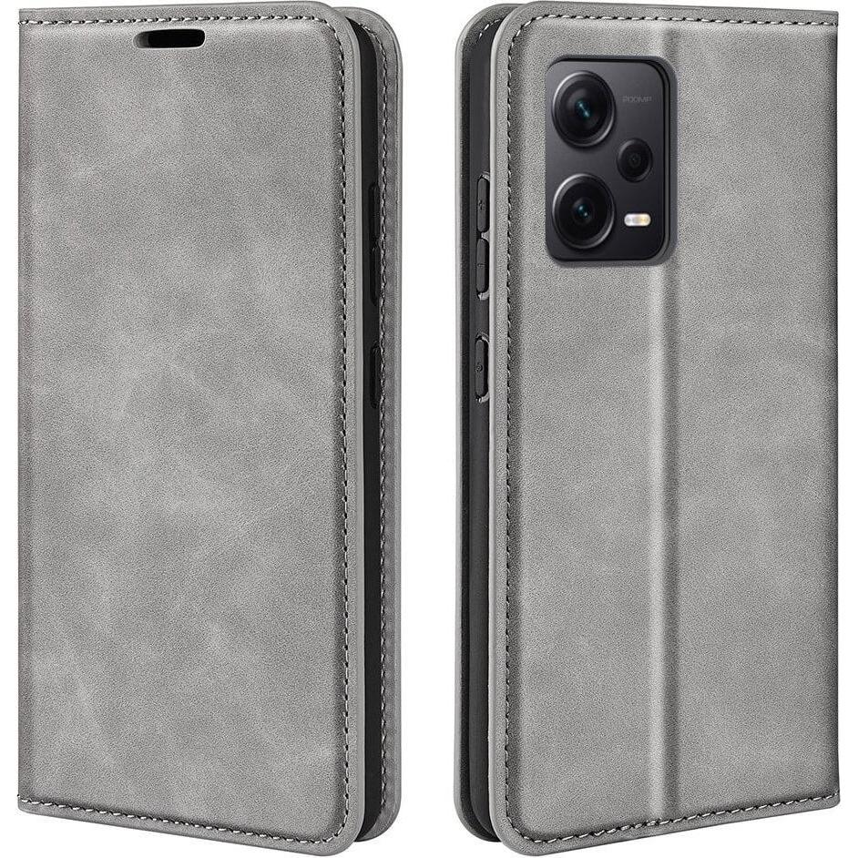 Cover-Discount Xiaomi Redmi Note 12 Pro+ - Stand Flip Case Hülle grau (Xiaomi Redmi Note 12 Pro+), Smartphone Hülle, Gra...