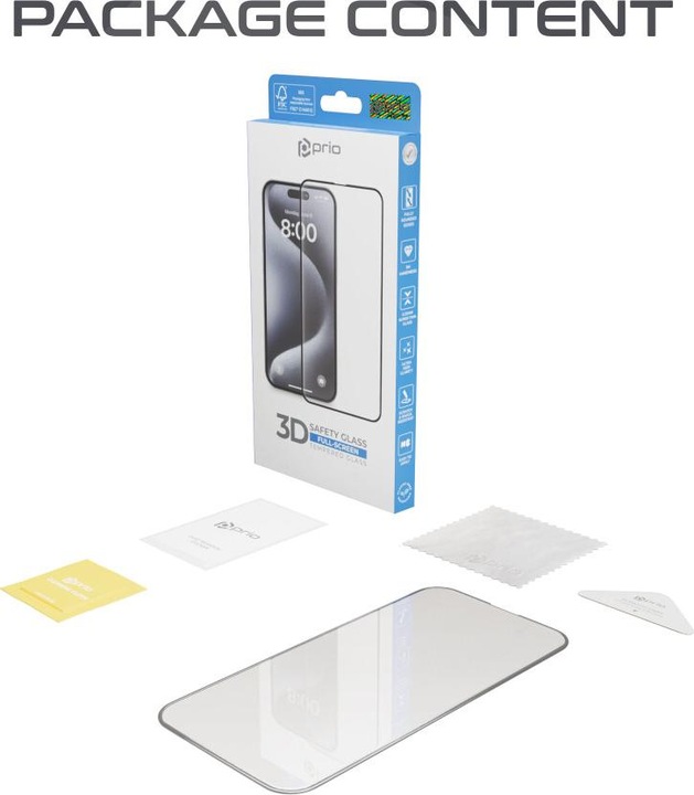 Produktbild prio 3D Panzerglas Displayschutz für iPhone 16e schwarz (1 Stück, Apple iPhone 16e)