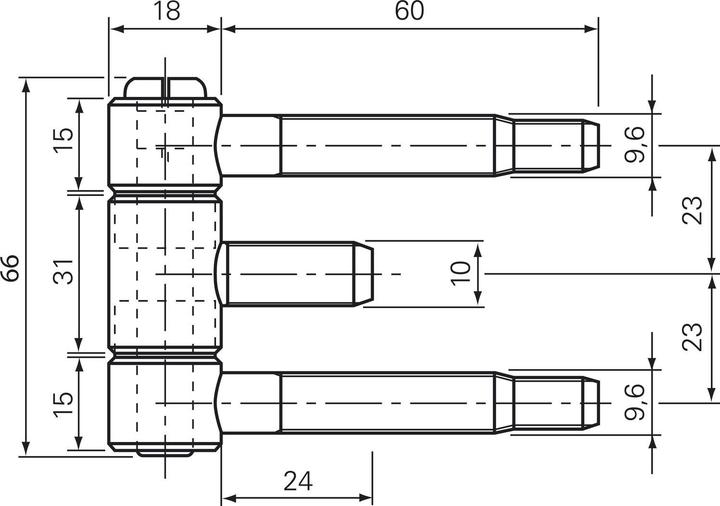 Produktbild SFS Stahlzargenband (Türband) 3-teilig, Einbohrband 18x61mm, Edelstahl
