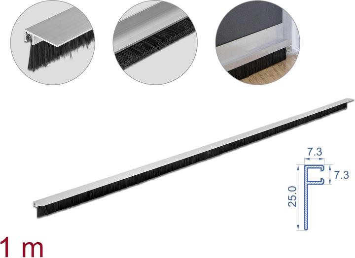Delock Bürstenstreifen 20 mm mit Alu-Profil gewinkelt (Filzgleiter, 1 Stück)
