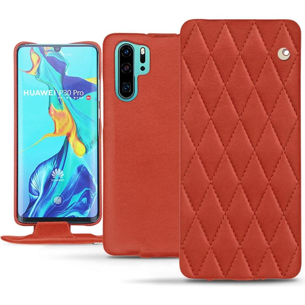 Noreve Lederschutzhülle vertikal (Huawei P30 Pro), Smartphone Hülle, Orange