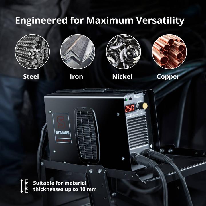 Actual product image Stamos Electrode welder - 250 A - 8 m cable - Hot Start - PRO (Inverter welder)