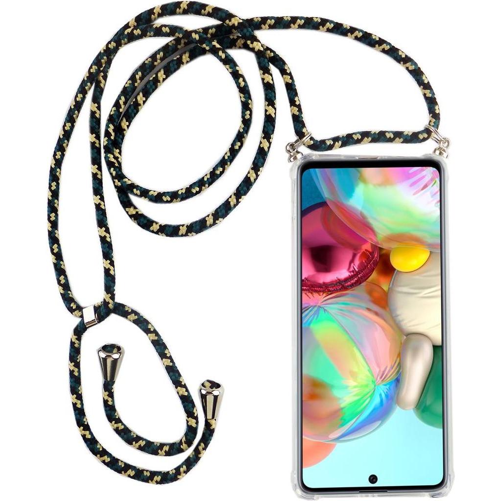 Thumbnail - König Design Handykette für Samsung Galaxy A71 mit Band Case zum umhängen Kordel Camouflage, Handykette, Transparent