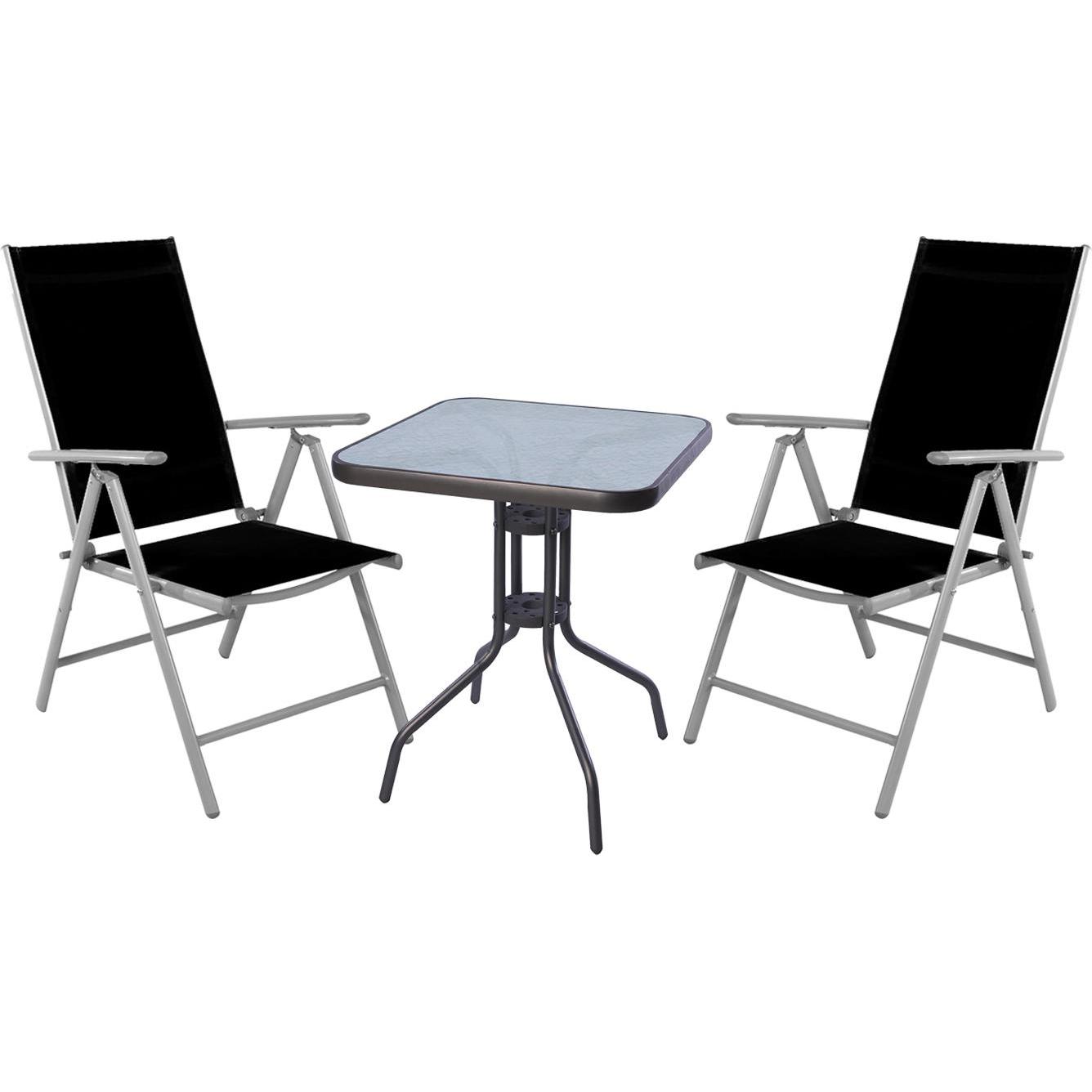 Thumbnail - Mojawo, Gartentisch + Balkontisch, 3-tlg Bistro Garnitur Bistromöbel Klappstuhl Sitzgruppe Hochlehner (60 cm)