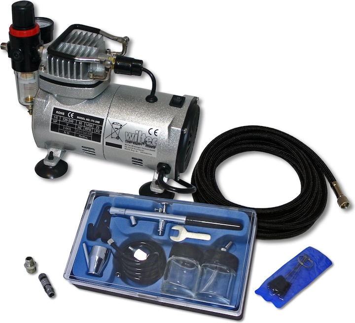 Image du produit Wiltec Kit compresseur Airbrush AS18-2 pour débutants avec un pistolet