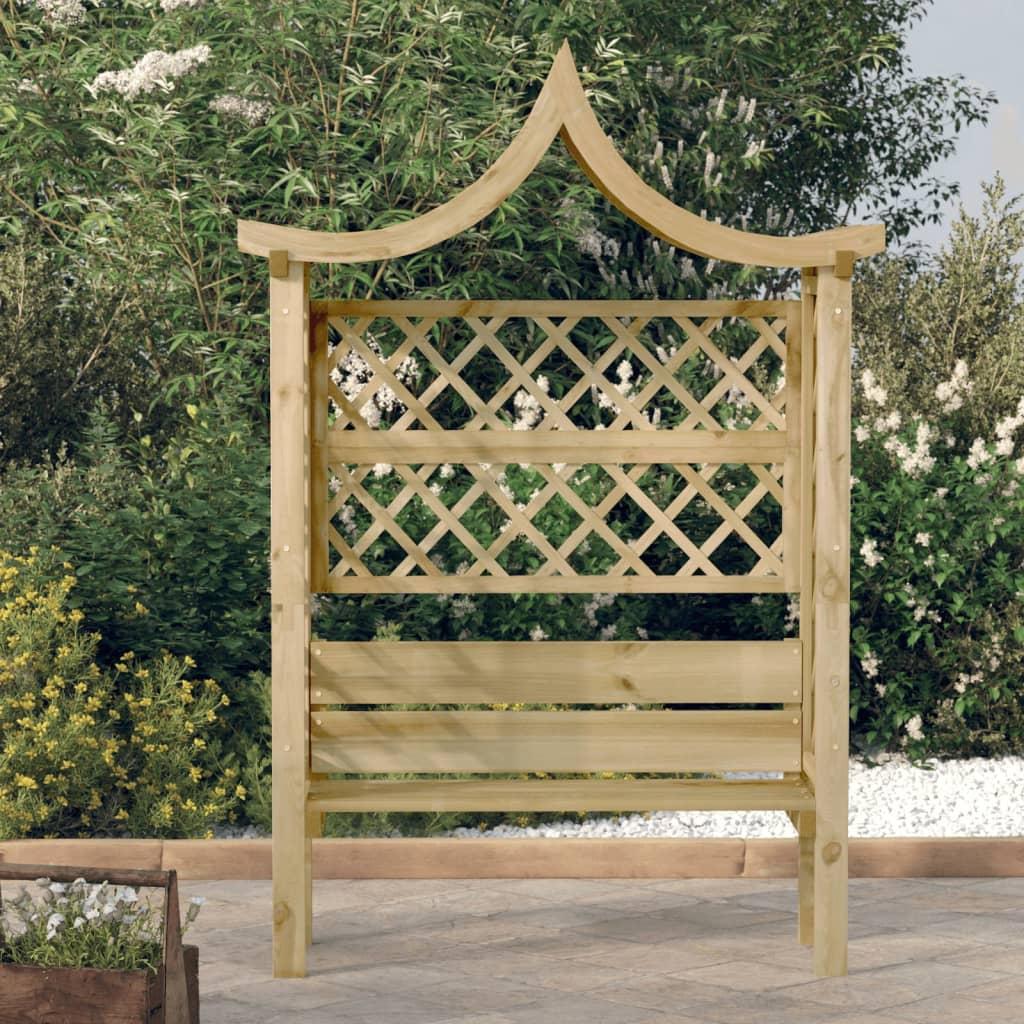 VidaXL, Pavillon, Gartenpergola mit Dach und Bank Kiefernholz Imprägniert (55 cm, 146 cm)