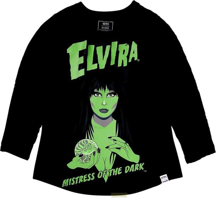 Actual product image Loungefly Elivira by Tee T-Shirt Unisex Shirred Raglan Size XXL (XXL)