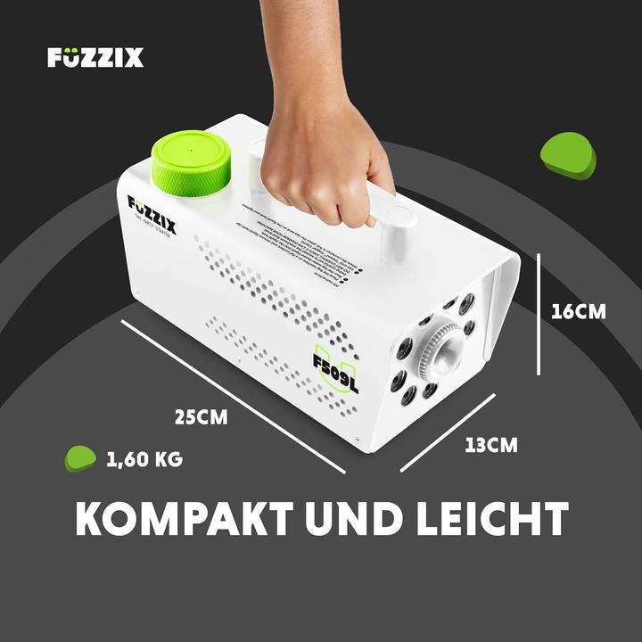 Actual product image Fuzzix F509LW Party Smoke Machine with 9 built -in RGB LEDs incl 2L smoke fluid - White