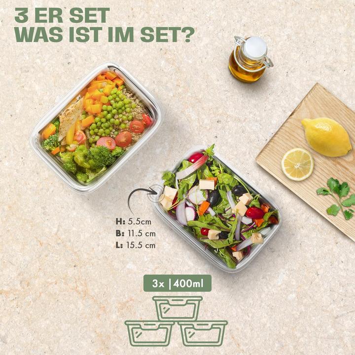 Produktbild Vorratsdosen-Set aus Glas (3-teilig, luftdicht) (0.40 l)