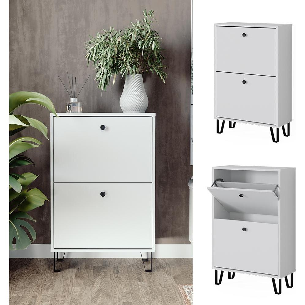 Thumbnail - Vicco, Schuhschrank, Schuhkipper Siri, Weiss, 60 x 92 cm mit 2 Klappschubladen
