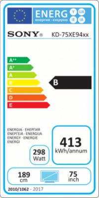 Energie-Label Sony Kd-75xe9405 (75", LCD, 4K, 2017)