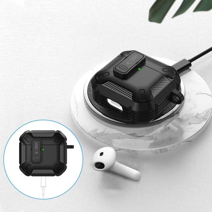 Produktbild Tech-Protect Carbonox Case for AirPods 4 - Black (Kopfhörer Hülle)
