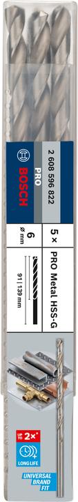 Actual product image Bosch Professional Zubehör PRO Metal HSS-G twist drill, 6 x 91 x 139 mm (6 mm)