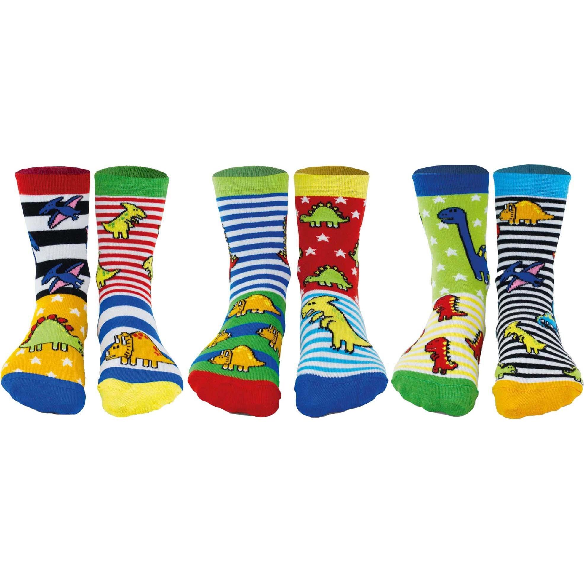 United Oddsocks, Unisex, Socken, Sockasaurus, Mehrfarbig, (3er Pack, 27 - 30)