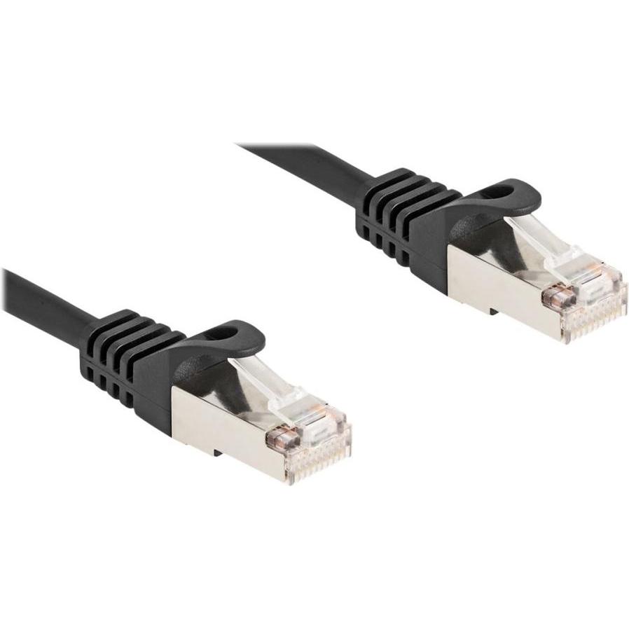 Delock Kabel RJ50 Stecker zu RJ50 Stecker S/FTP 0,25 m schwarz (S/FTP, 0.25 m), Netzwerkkabel