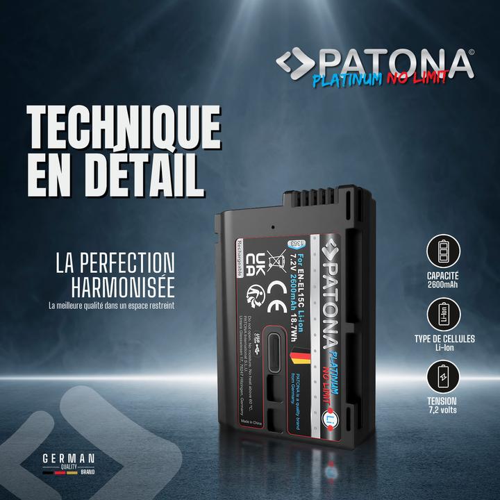 Produktbild Patona Platinum Akku Nikon ENEL15C USB-C (Kamera Akku)