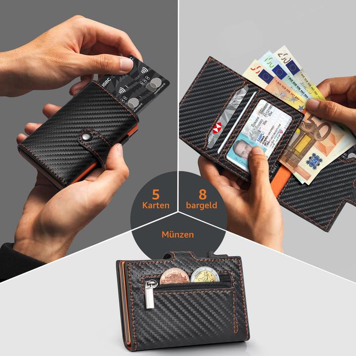 Immagine prodotto Only-Bags.Store Portemonnaie mit Münzfach & RFID-Schutz, schlankes Portemonnaie Kartenetui klein, Geldbörse