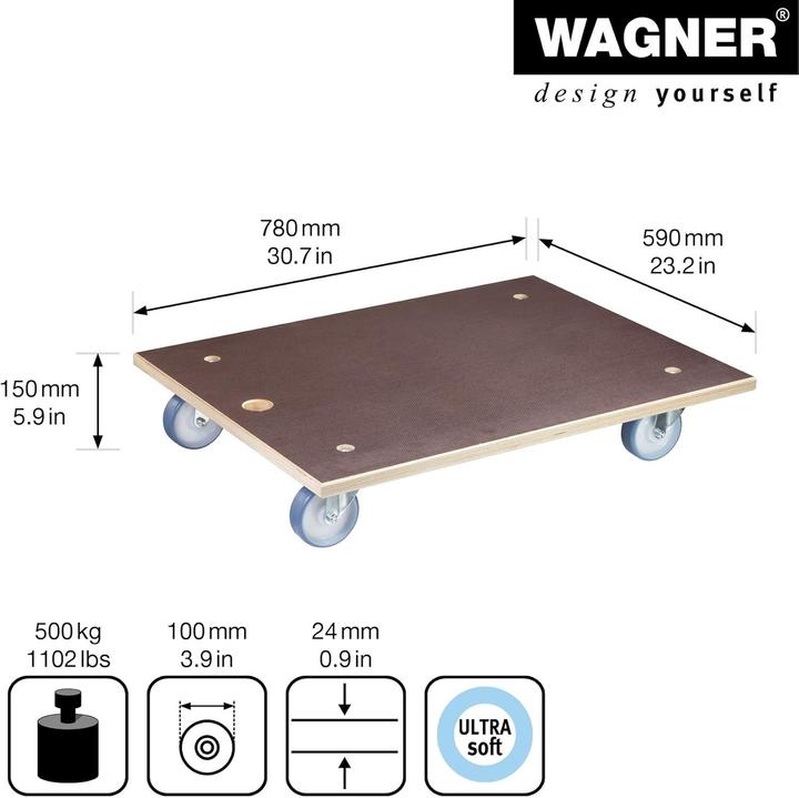 Produktbild Wagner System Transportroller aus Filmsiebdruckplatte (500 kg)