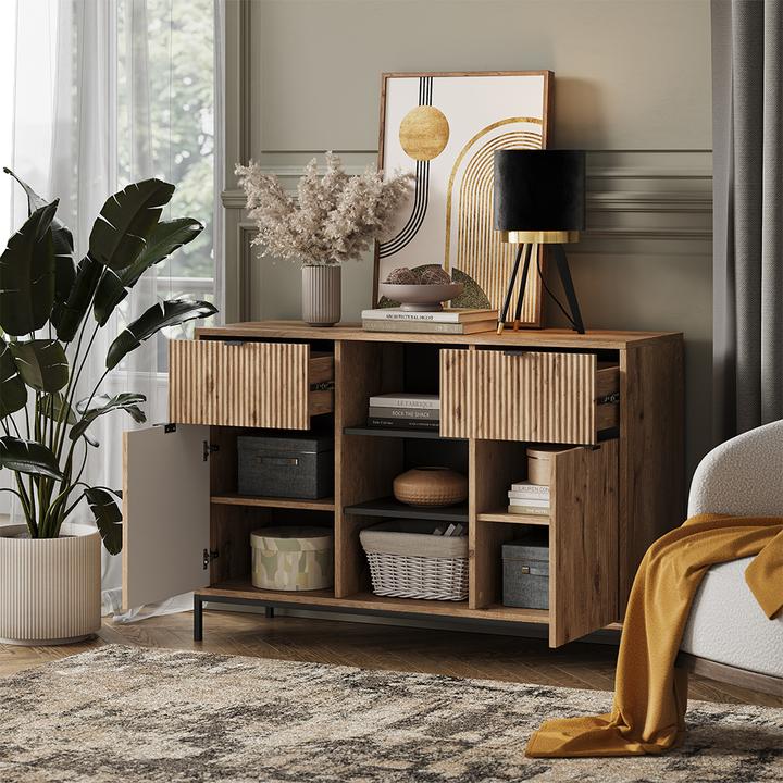 Actual product image Vichy Kommode Eliza, Viking Oak, 120 x 81.2 cm mit 2 Schubladen und 2 Türen
