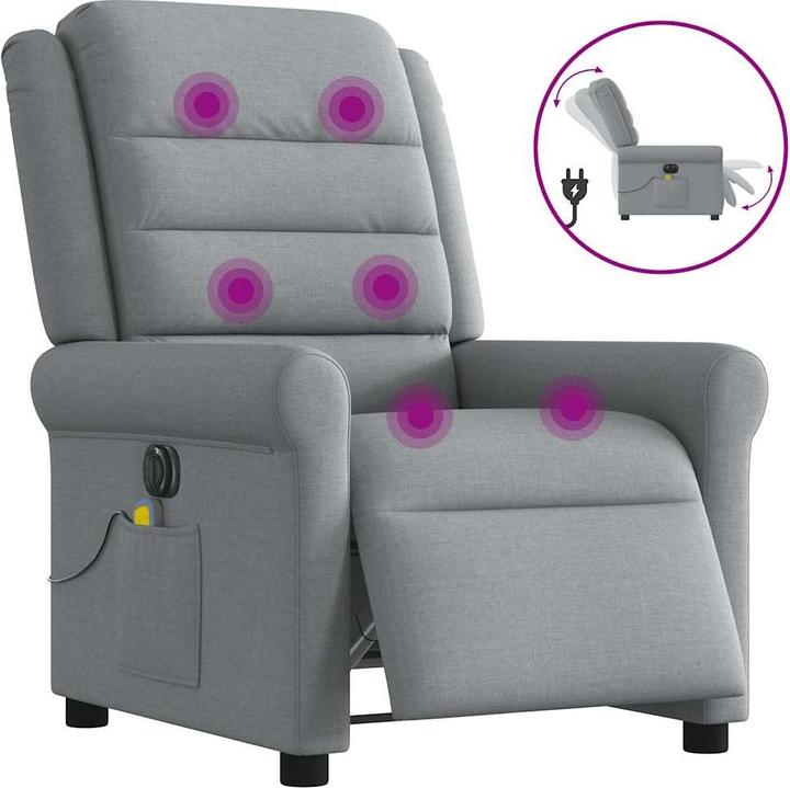 Actual product image vidaXL Massage chair electric light grey fabric