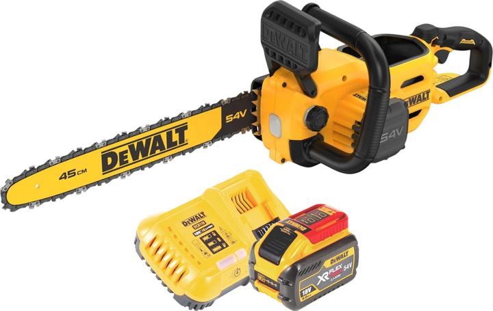 Produktbild DeWalt DCMCS 574 X1 Akku Kettensäge 54 V FlexVolt 45 cm Brushless + 1x Akku 9,0 Ah + Ladegerät (Akku Kettensäge)