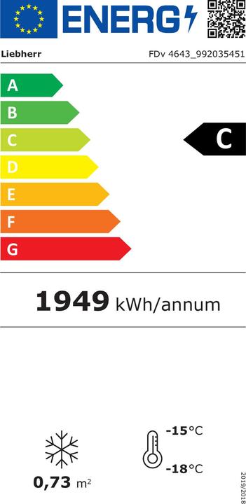 Energie-Label Liebherr Gewerbe GEFRIERSCHRANK UMLUFTKÜHLUNG (FDV 4643) (Freistehend, 307 l)
