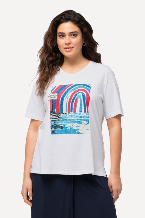 Produktbild Ulla Popken T-Shirt, Meeresmotiv, Classic, V-Ausschnitt, Halbarm (54)