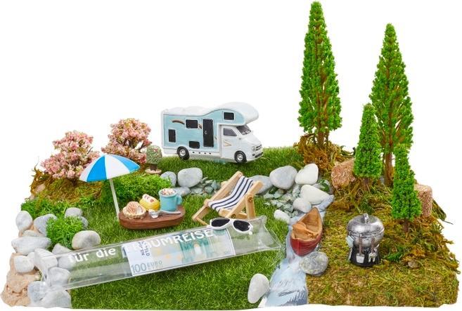 Produktbild Hobby Fun Mini-Utensilien Liegestuhl 10 cm, Blau-Weiss