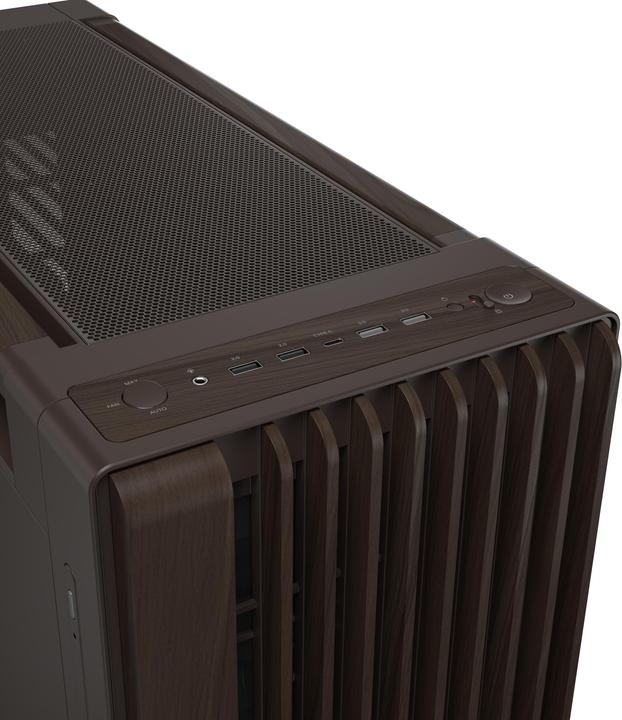 Actual product image ASUS case PROART PA602 WALNUT WOOD RETRO METAL, Mid Tower, hnědá (ATX, DTX, mATX, Mini-DTX, Mini-ITX)