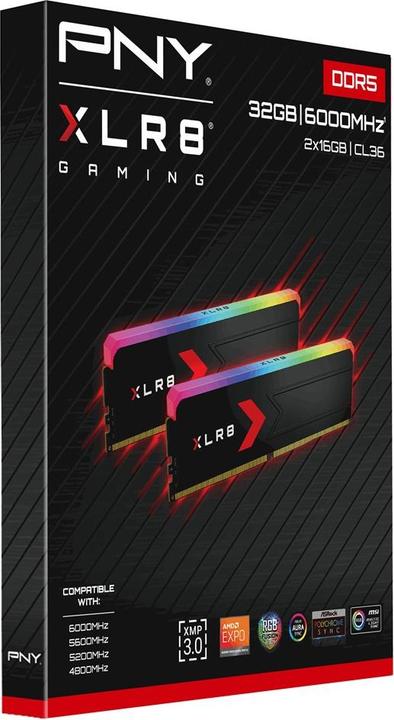 Produktbild PNY Pamięć RAM 32GB DDR5 5600MHz Performance CL40 bulk (2 x 16GB, 6000 MHz, DDR5-RAM)