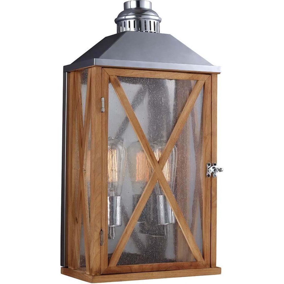 Elstead Lighting, Gartenbeleuchtung, Lumiere Aussen-Wandleuchte E27 2-fach Eiche Natur IP44 (IP44)