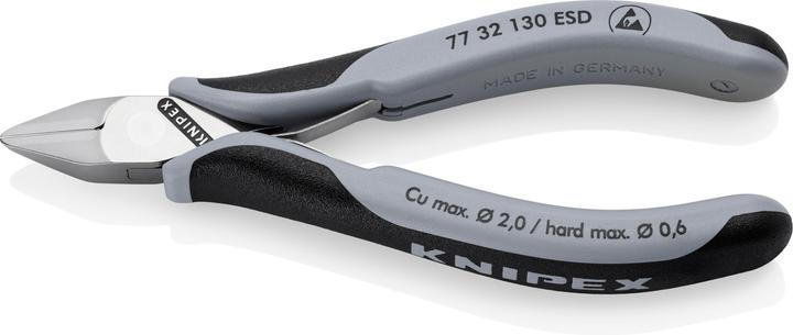 Produktbild Knipex 77 32 130 ESD Elektronik-Seitenschneider ESD mit Mehrkomponenten-Hüllen 130 mm (130 mm)
