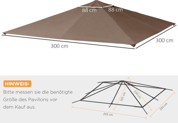 Produktbild Outsunny Ersatzdach für Pavillon (300 cm, 300 cm)