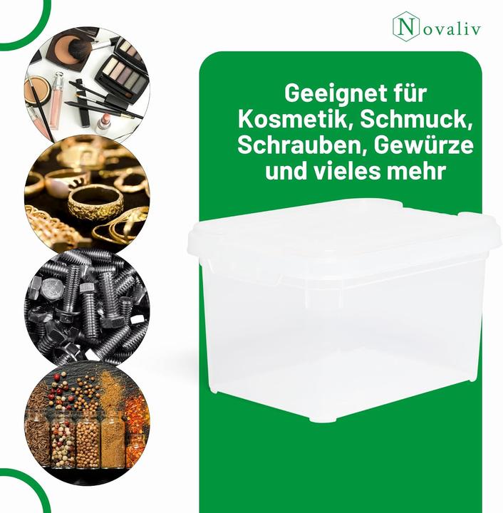 Image du produit Novaliv Aufbewahrungsbox mit Deckel klein 2 L transparente Nestbar stapelbare Plastikbox mit Clipver (2 l)