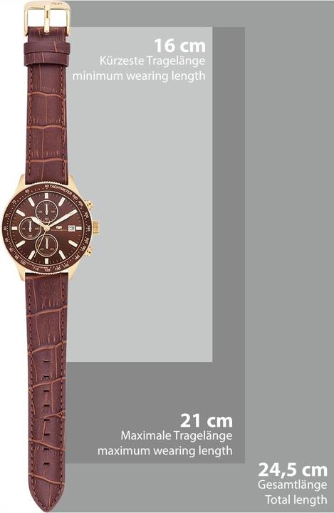 Produktbild Herren Chronograph Karthago II Echtleder Braun - 31950 (Chronograph, 43 mm)