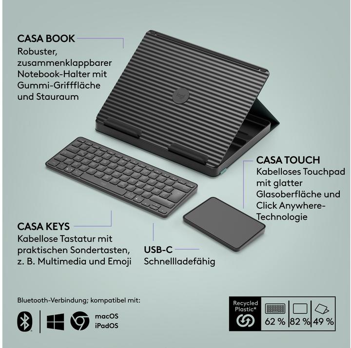 Immagine prodotto Logitech Casa Pop-Up Desk (CH, Universale)