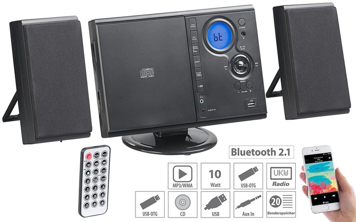 Produktbild Auvisio Vertikale Stereo-Kompaktanlage mit Bluetooth