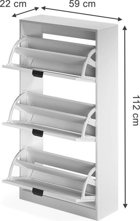 Produktbild Vicco Schuhkipper Gizmo, Weiss, 59 x 112 cm mit 3 Fächern (22 x 59 x 112 cm)