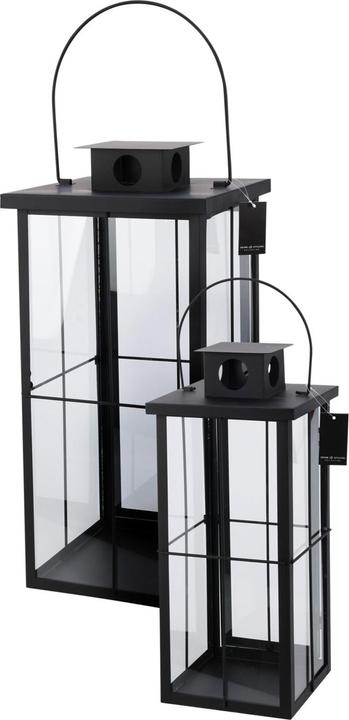 Produktbild Mojawo 2tlg Metall XXL Laternen Set Schwarz Gartenlaterne Windlicht H58/45cm
